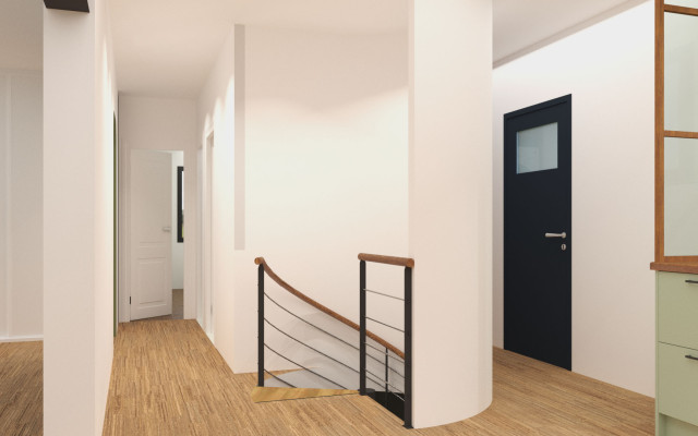 Couloir, escalier et buanderie